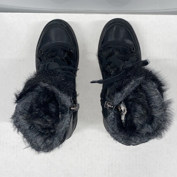 A&M Italy Black leather suede & fur platform boots handcrafted CGUC Size 38 - Picture 12 of 12